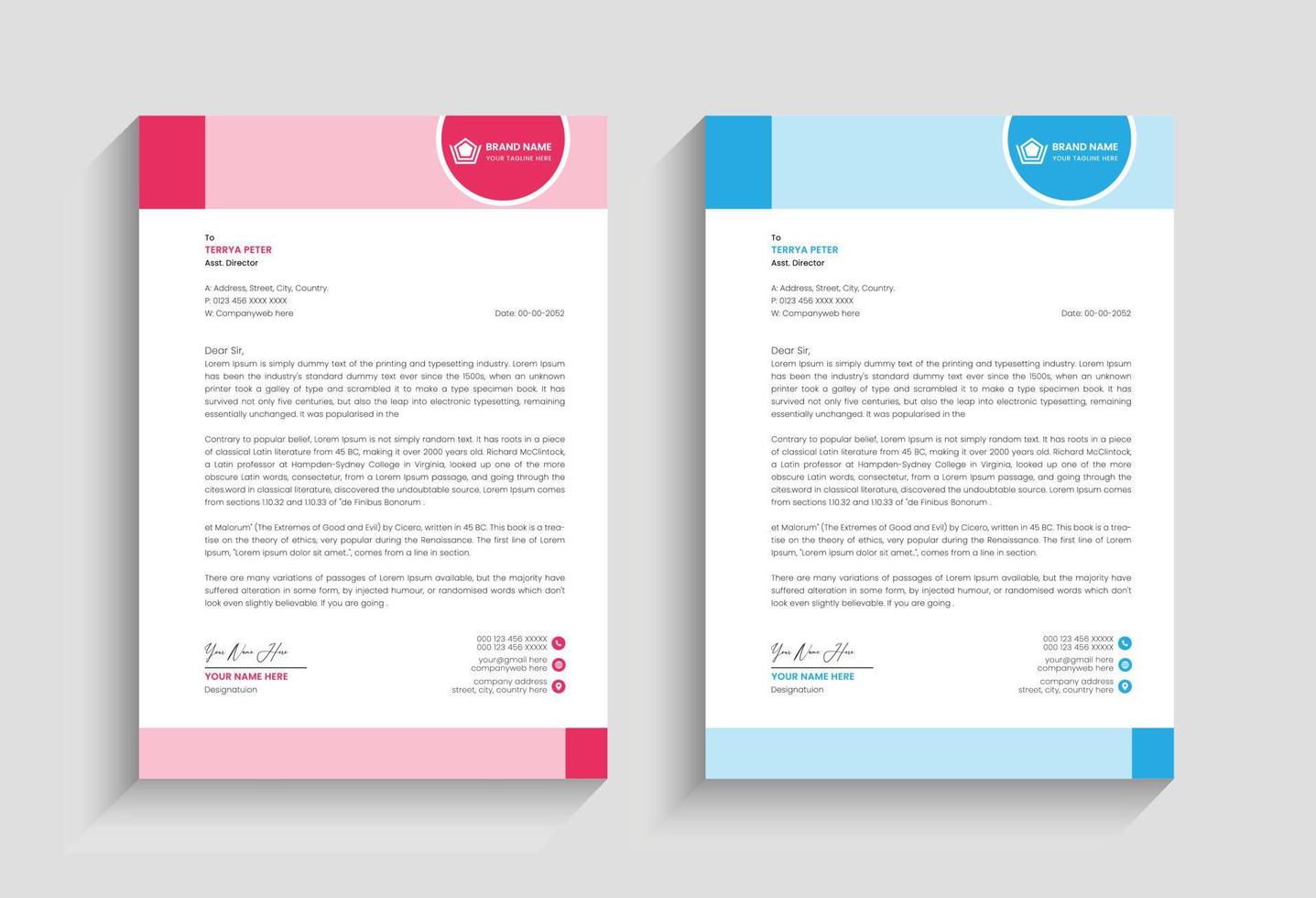 Modern unique corporate colorful stylish new business letterhead design vector