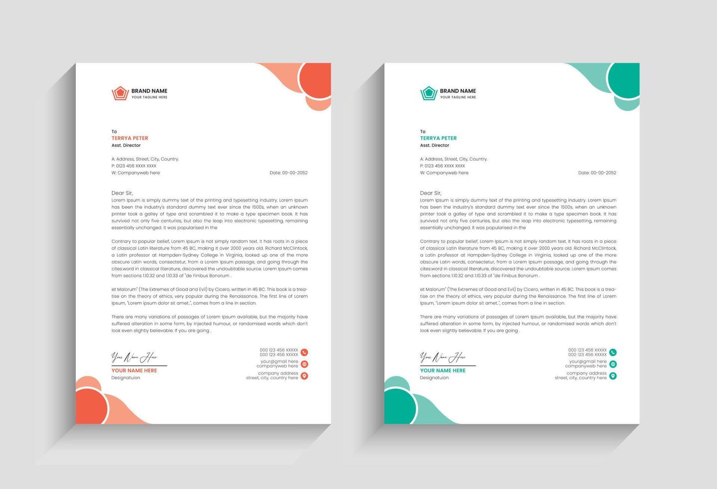 Beautiful minimal awesome corporate business letterhead template design vector