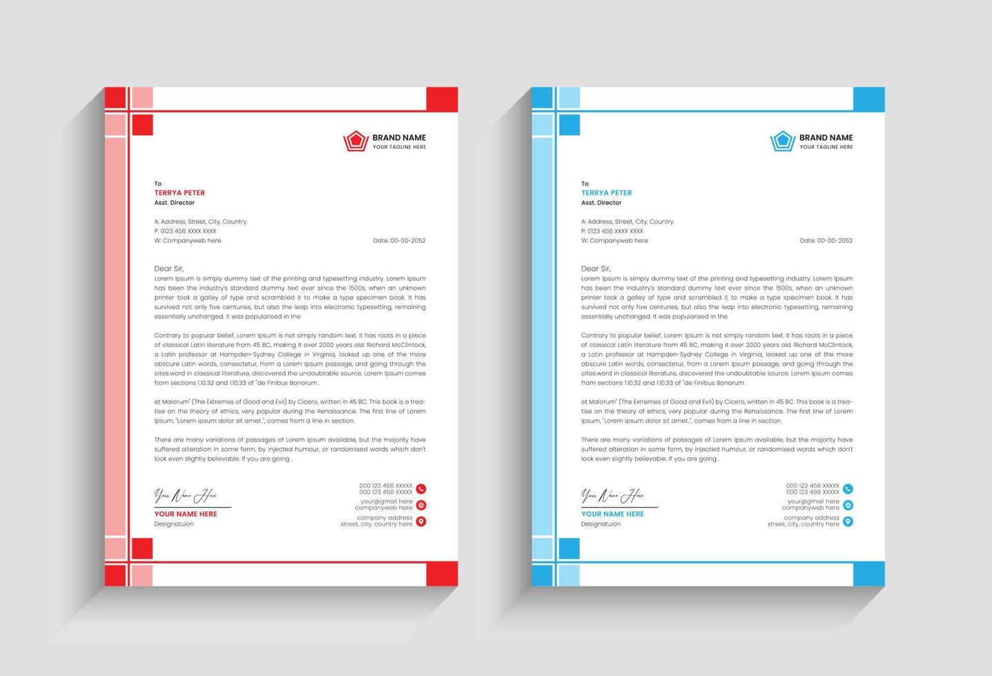 Minimal Corporate Simple Business Newsletter Letterhead Vector Template Design Bundle