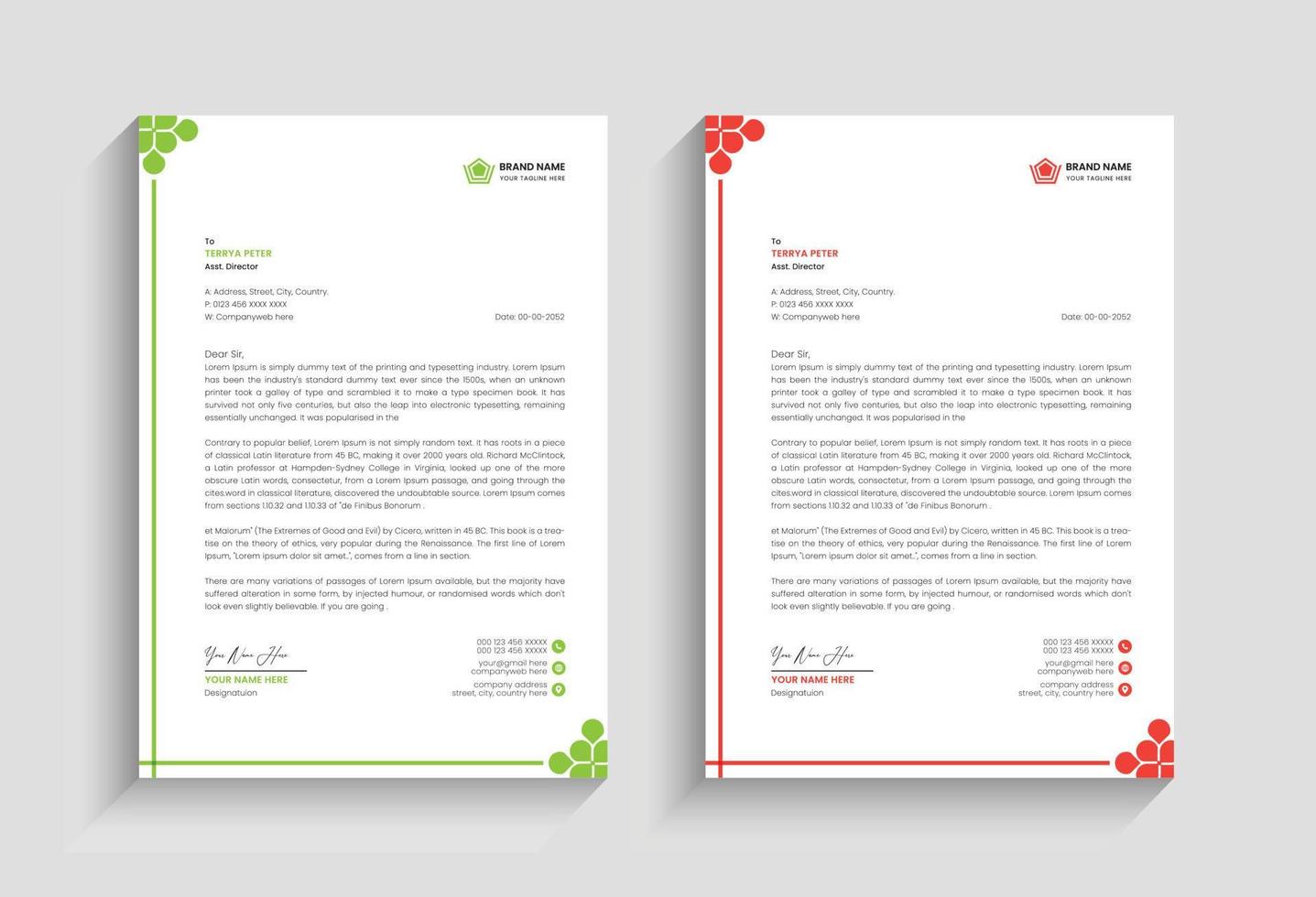 Beautiful minimal awesome corporate business letterhead template design vector