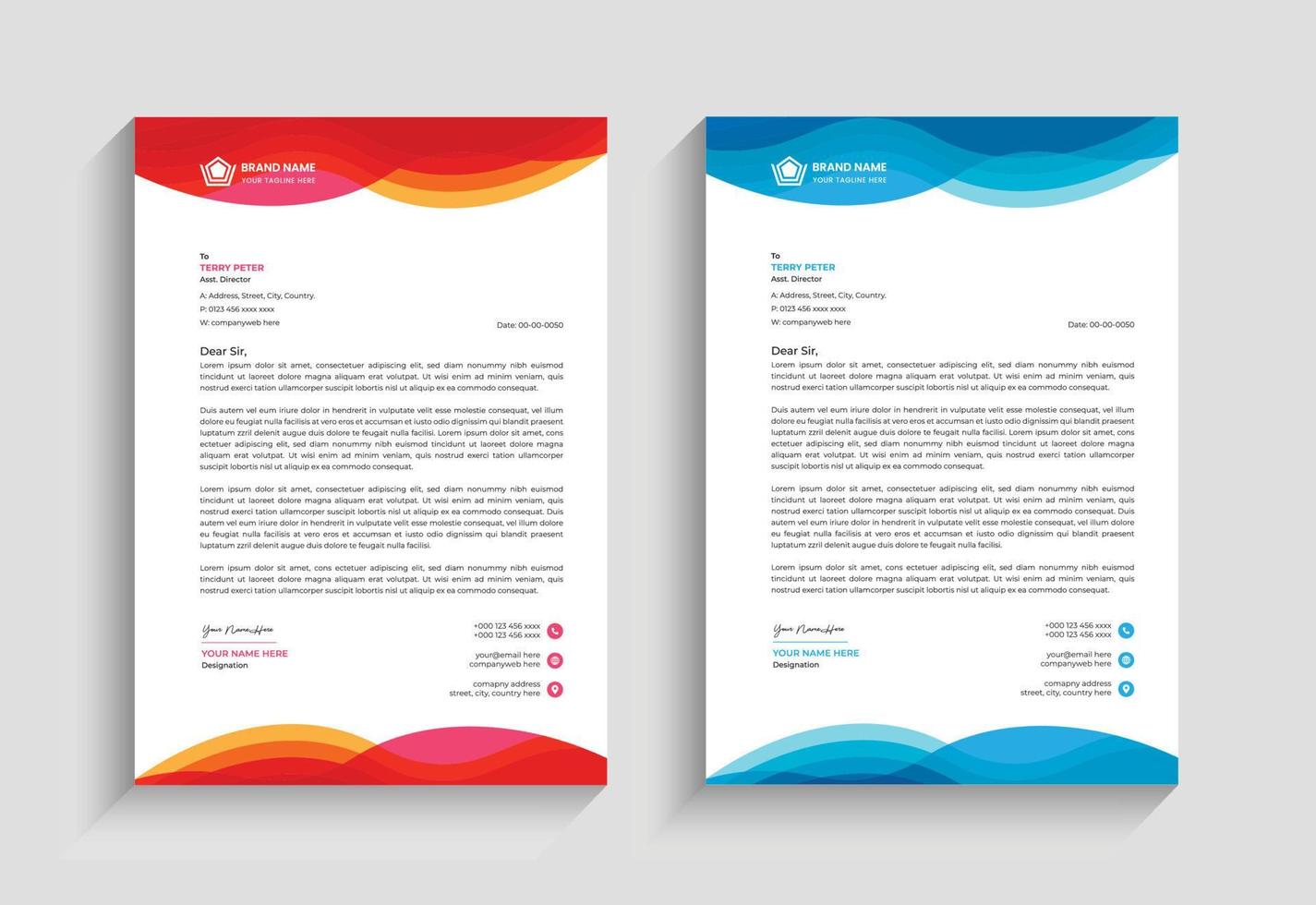 Modern unique corporate colorful stylish new business letterhead design vector