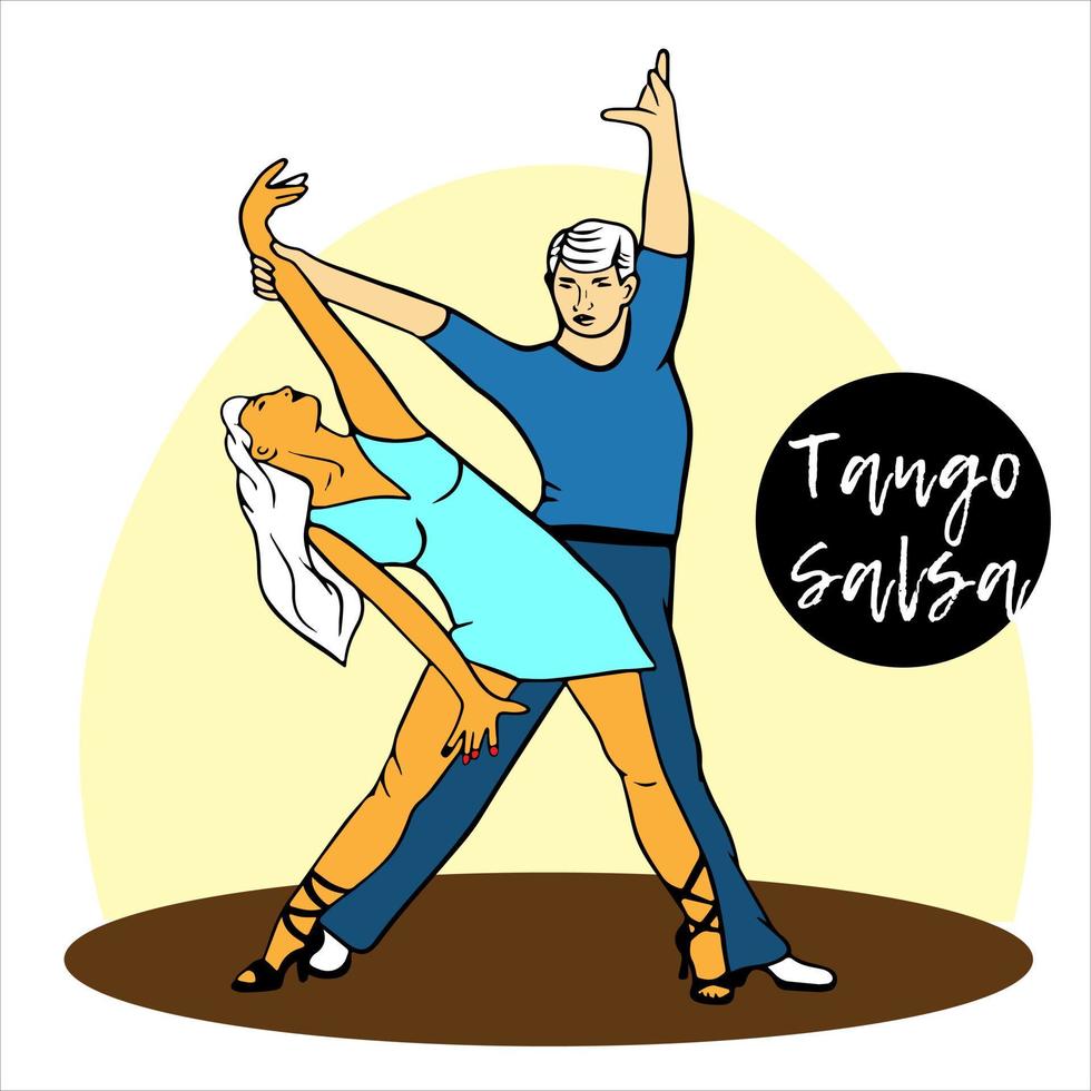 Pareja es bailando Deportes bailes latín americano bailes, Pareja en amor bailando tango, bachata, salsa apasionado Pareja. publicidad de danza estudio, lecciones, Maestro clases, fiestas, eventos. vector