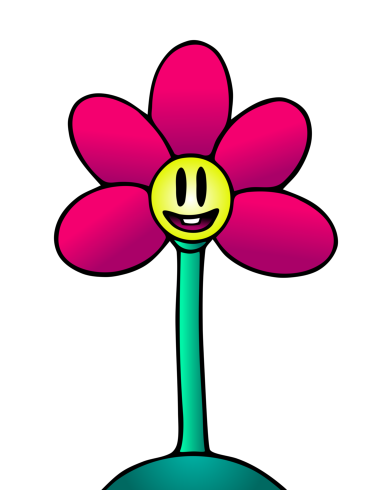 neon glimlach bloem tekening png