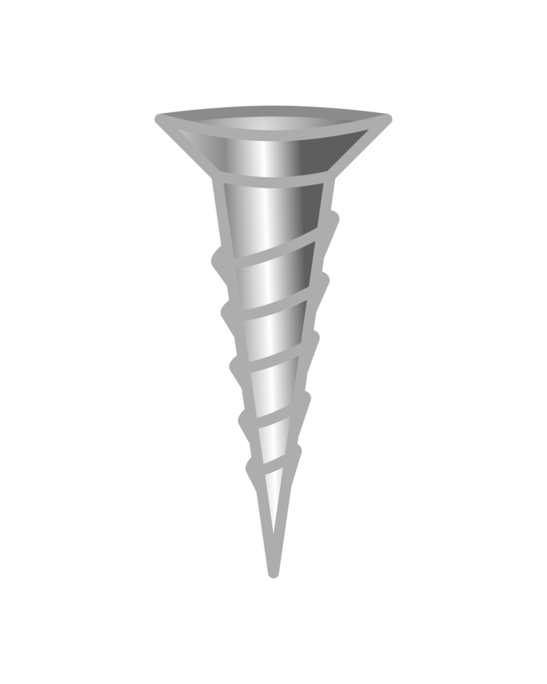 Realistic Metal Monochrome Screw Illustration png