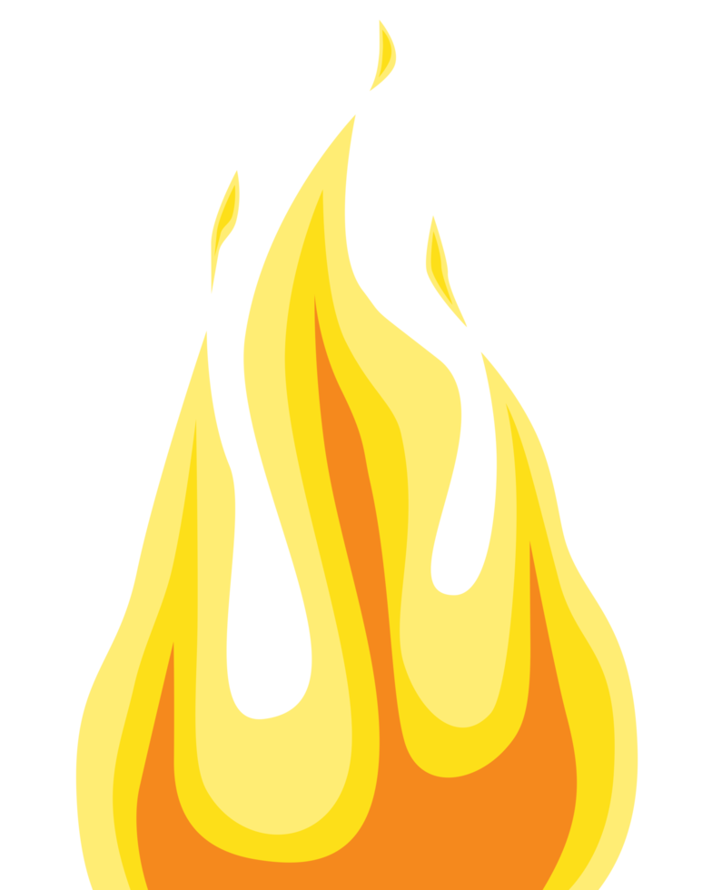 Orange and Yellow 2D Fire and Flames Drawing png