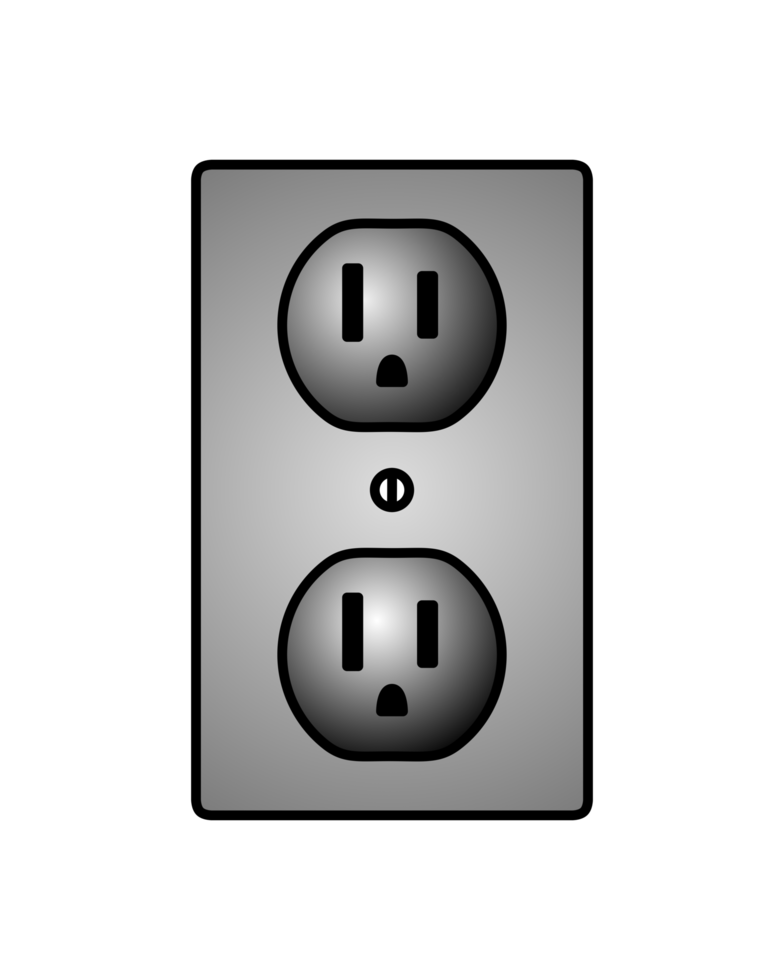 Grey US Electrical Power Outlet Illustration png