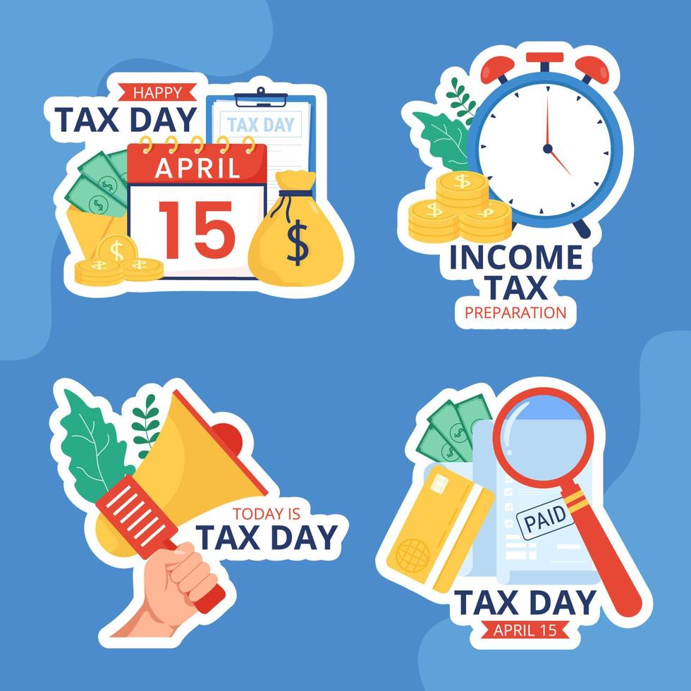 Tax Day Label Flat Cartoon Hand Drawn Templates Background Illustration vector