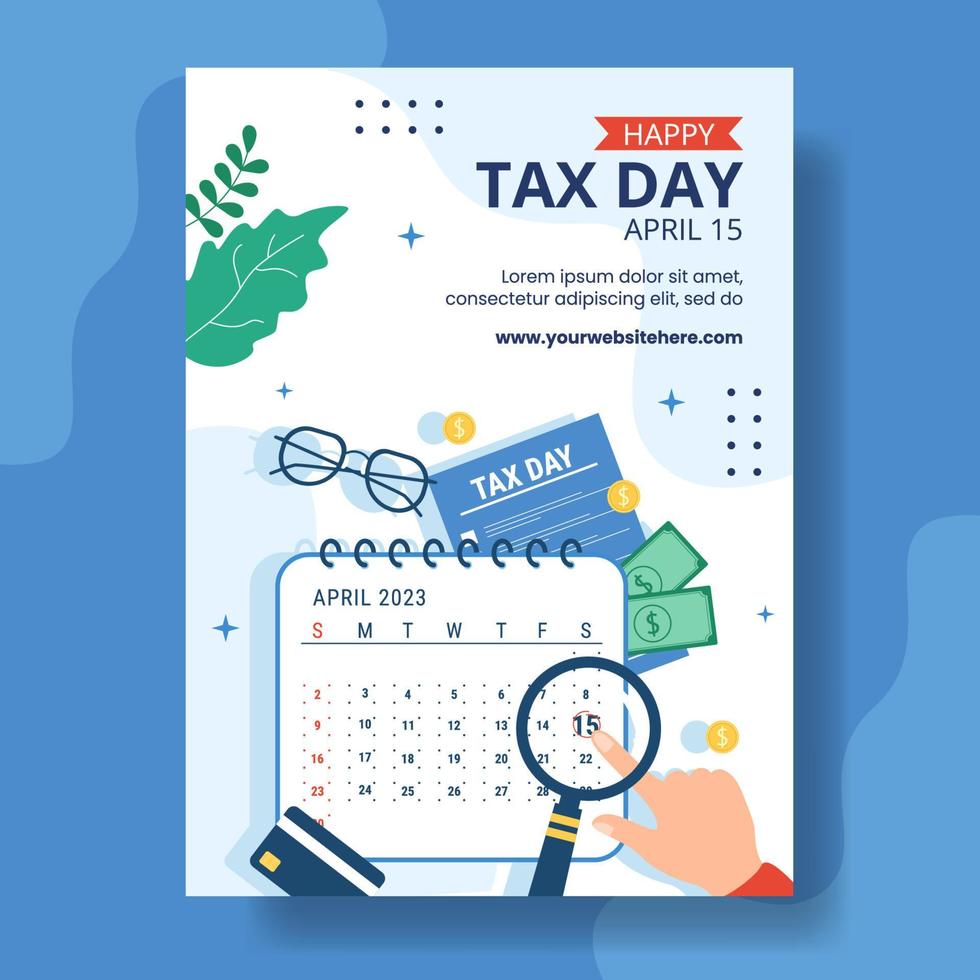 Tax Day Vertical Poster Cartoon Hand Drawn Templates Background Illustration vector