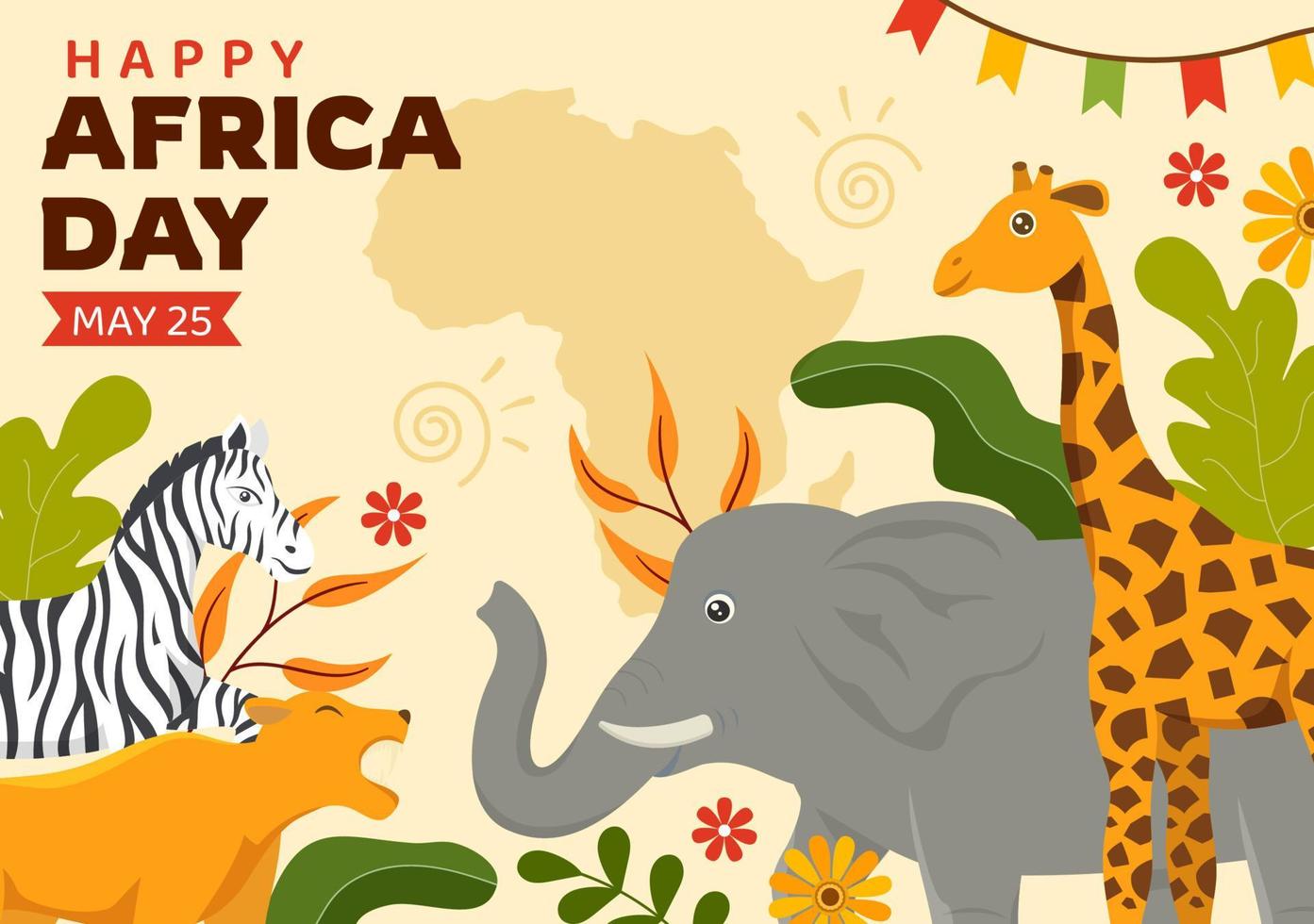 Happy Africa Day on 25 May Illustration with Culture African Tribal Figures in Flat Cartoon Hand Drawn for Web Banner or Landing Page Templates vector