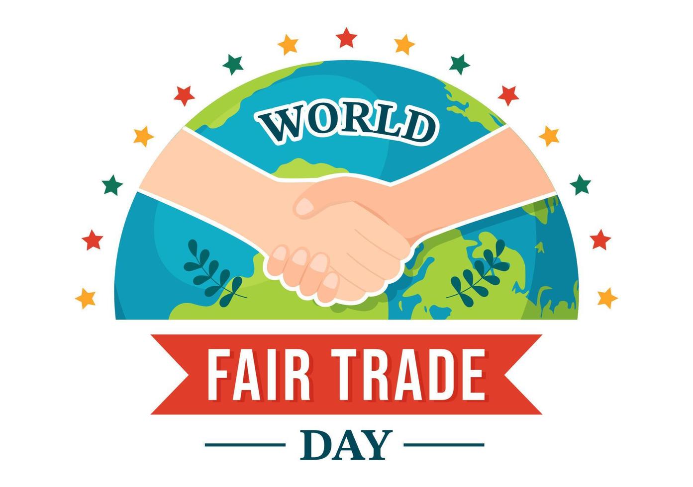 World Fair Trade Day Illustration with Scales Digitally, Climate Justice and Planet Economic in Flat Cartoon Hand Drawn for Landing Page Templates vector