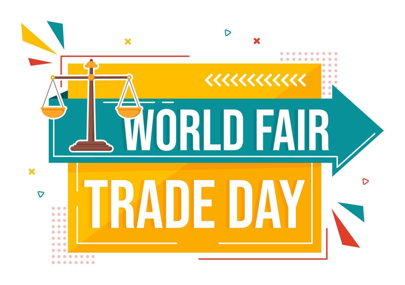 World Fair Trade Day Illustration with Scales Digitally, Climate Justice and Planet Economic in Flat Cartoon Hand Drawn for Landing Page Templates vector