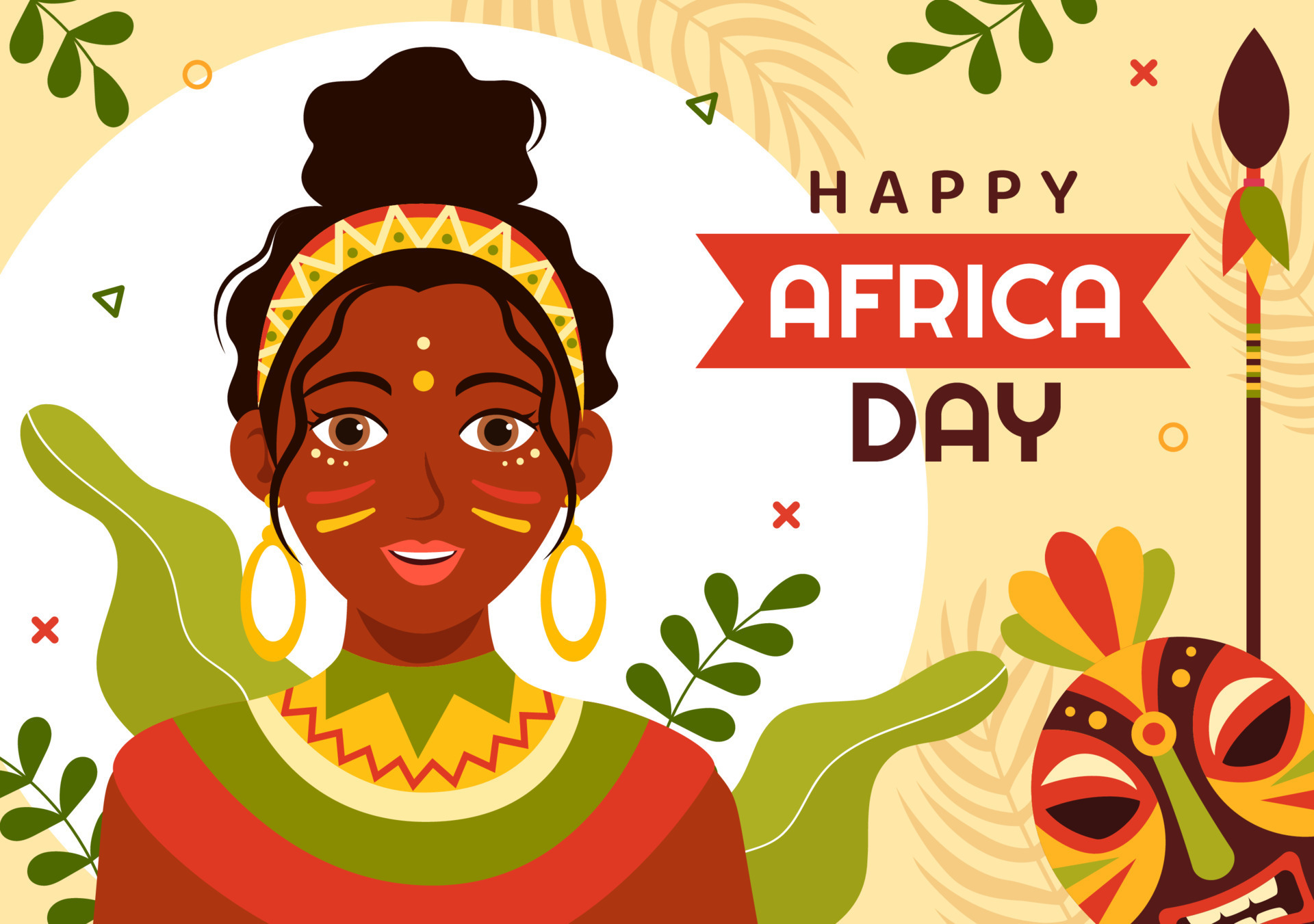 Happy Africa Day on 25 May Illustration with Culture African Tribal
