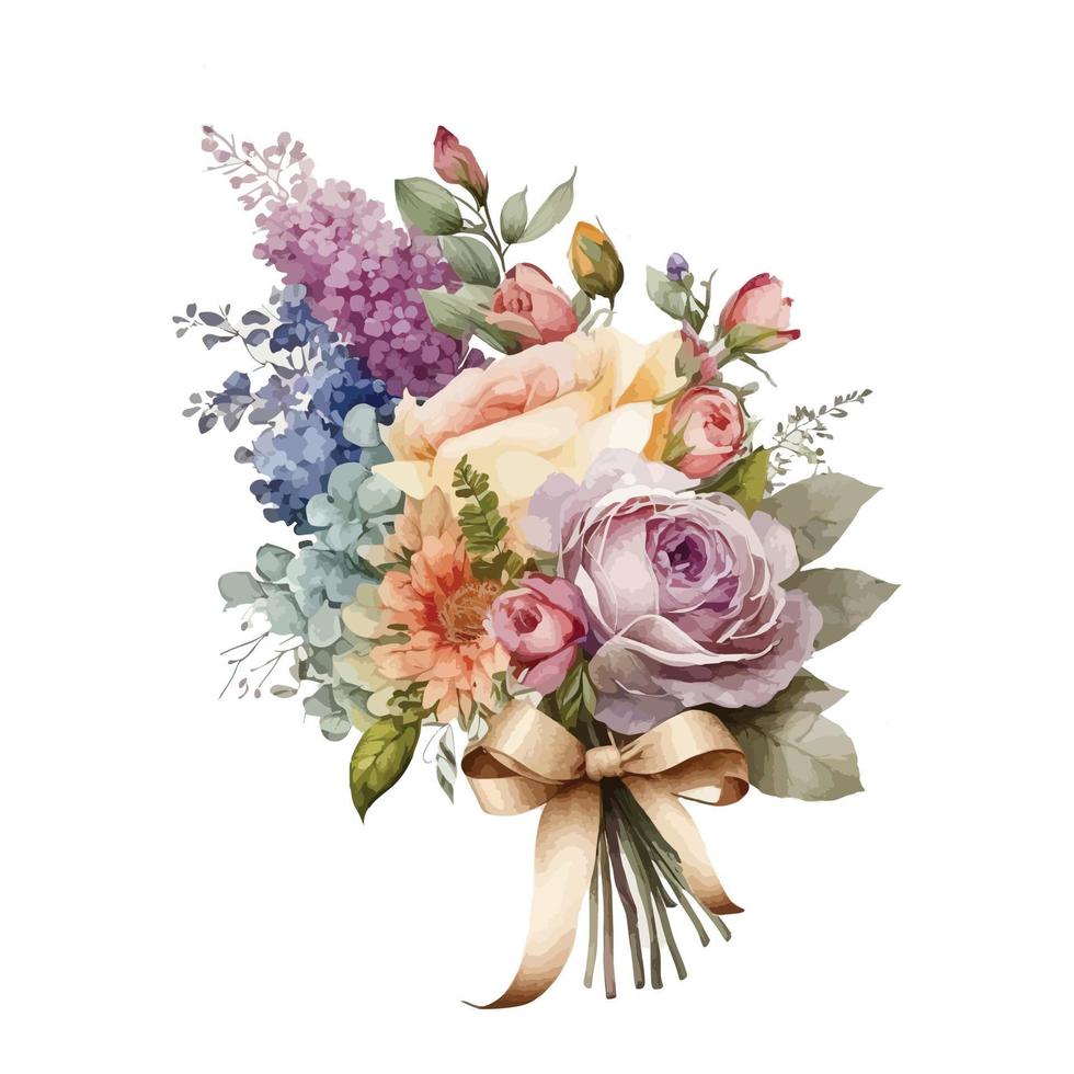 watercolor flower bouquet.Hand drawn illustration, Free Vector