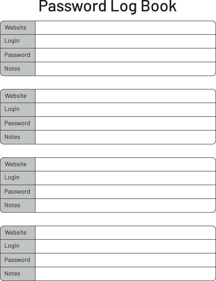 Password log book  Interior vector