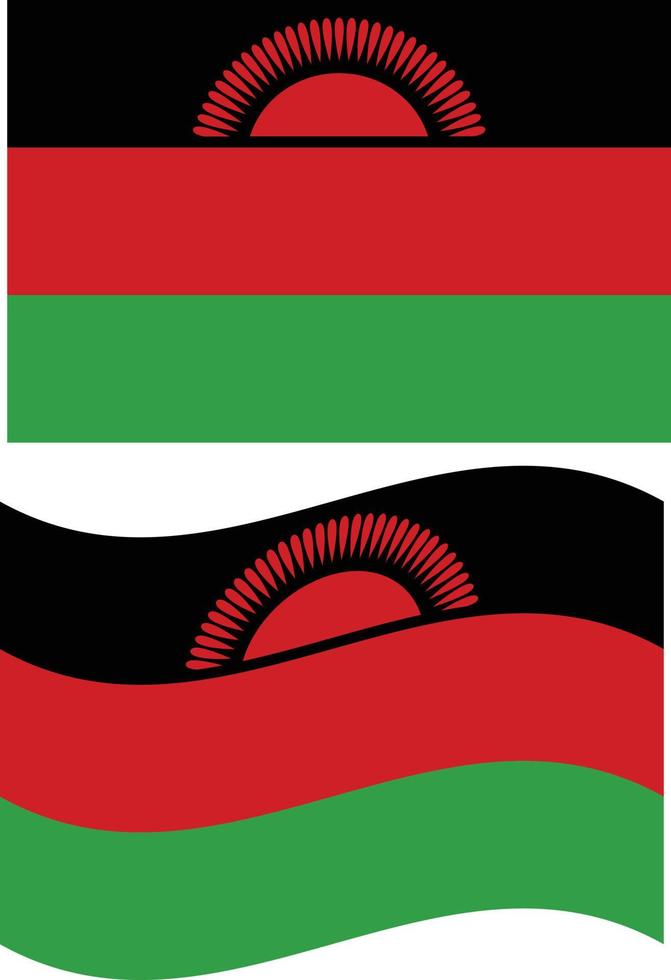 Waving flag of Malawi. Malawi flag on white background. flat style. vector