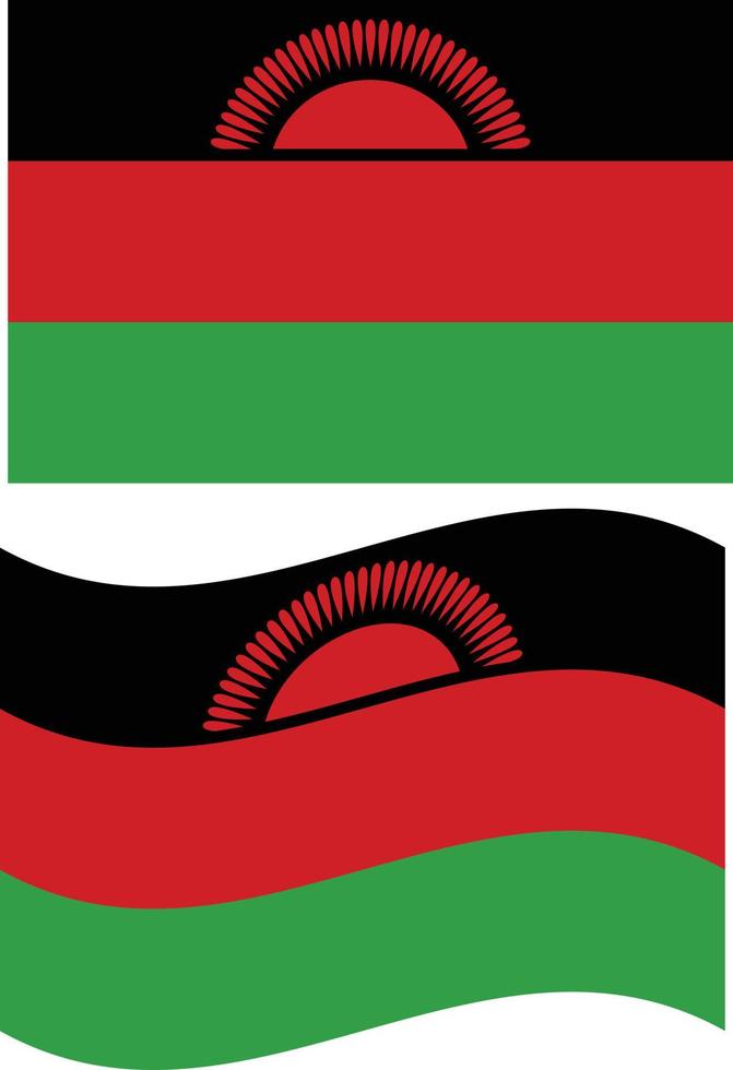 ondulación bandera de malaui malawi bandera en blanco antecedentes. plano estilo. vector