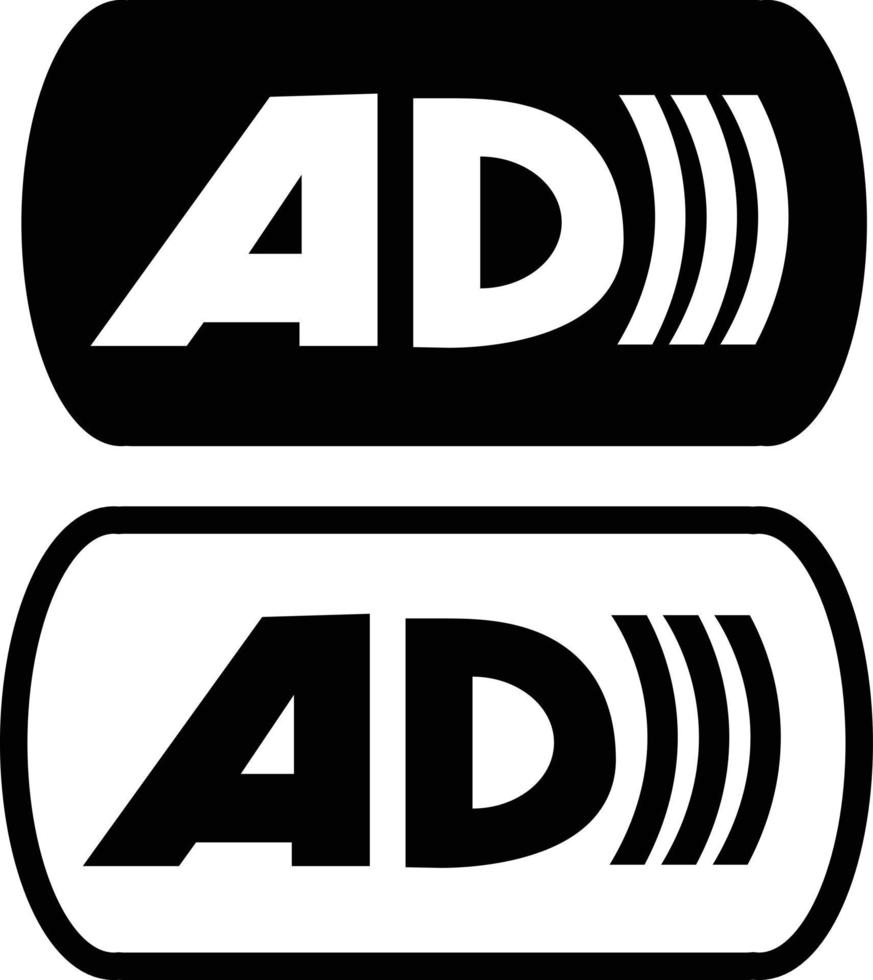 audio descripción icono en blanco antecedentes. audio descripción signo. plano estilo. vector