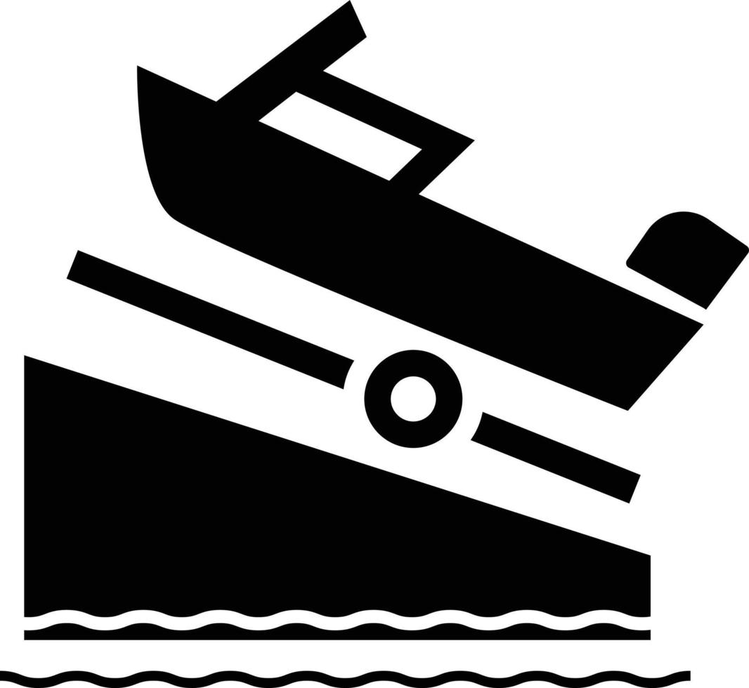 motor barco centro de deportes acuáticos icono en blanco antecedentes. barco rampa signo. lanzamiento barcos símbolo. plano estilo. vector