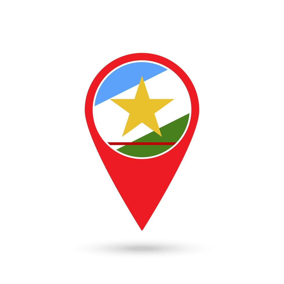Map pointer with state Roraima. Vector illustration.