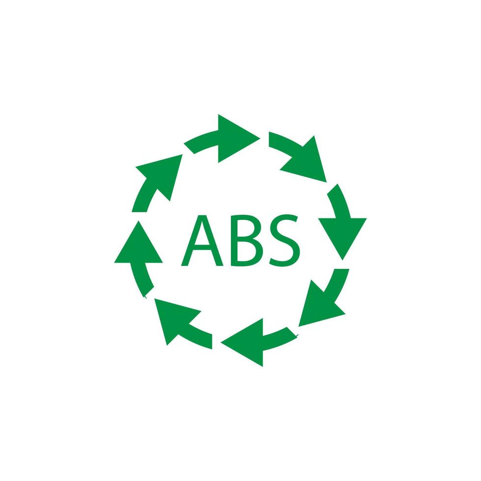 Plastic recycle symbol ABS 9 vector icon. Plastic recycling code ABS.