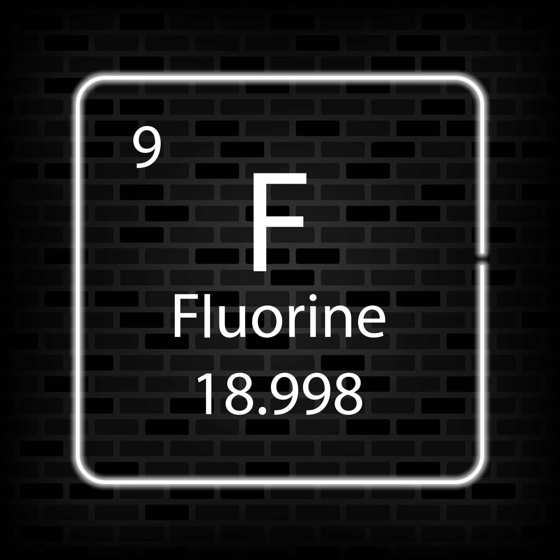 Fluorine neon symbol. Chemical element of the periodic table. Vector