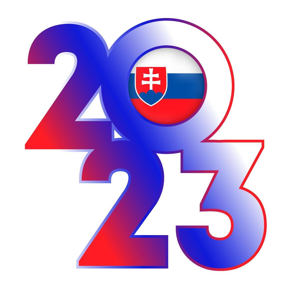 Happy New Year 2023 banner with Slovakia flag inside. Vector illustration.