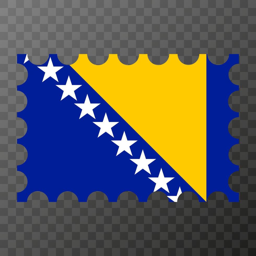 Postage stamp with Bosnia and Herzegovina flag. Vector illustration.