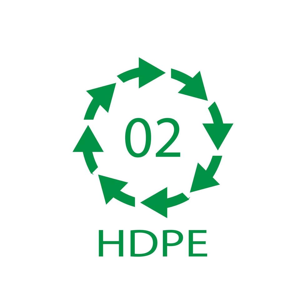 HDPE 02 recycling code symbol. Plastic recycling vector polyethylene sign.