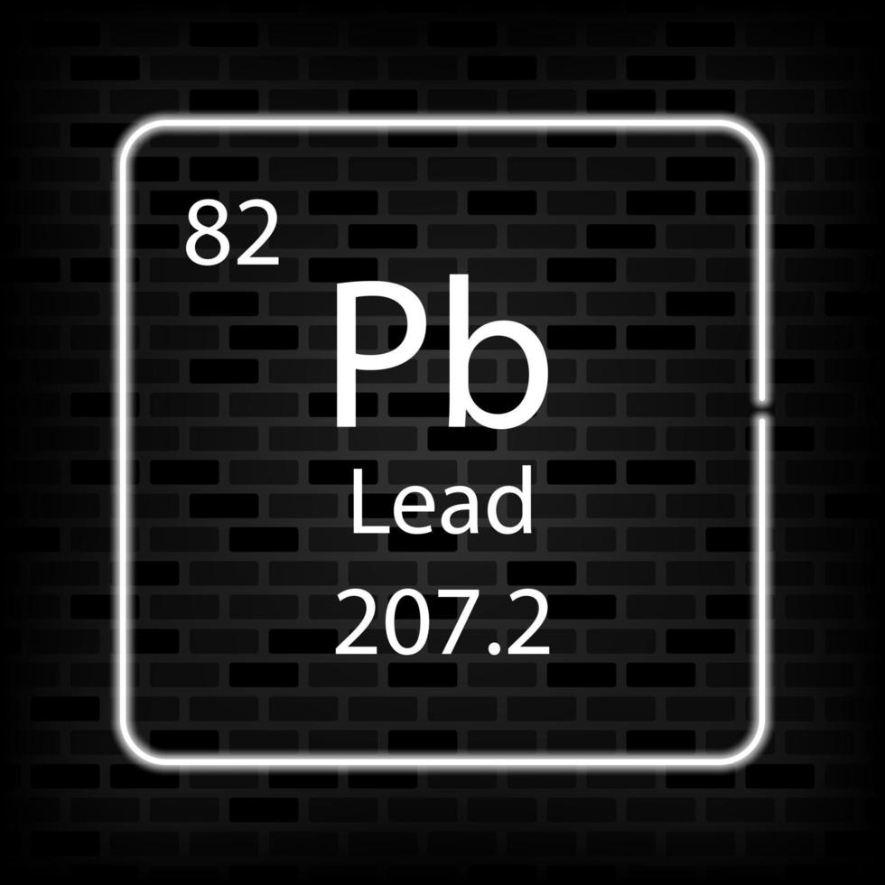 Lead neon symbol. Chemical element of the periodic table. Vector illustration.