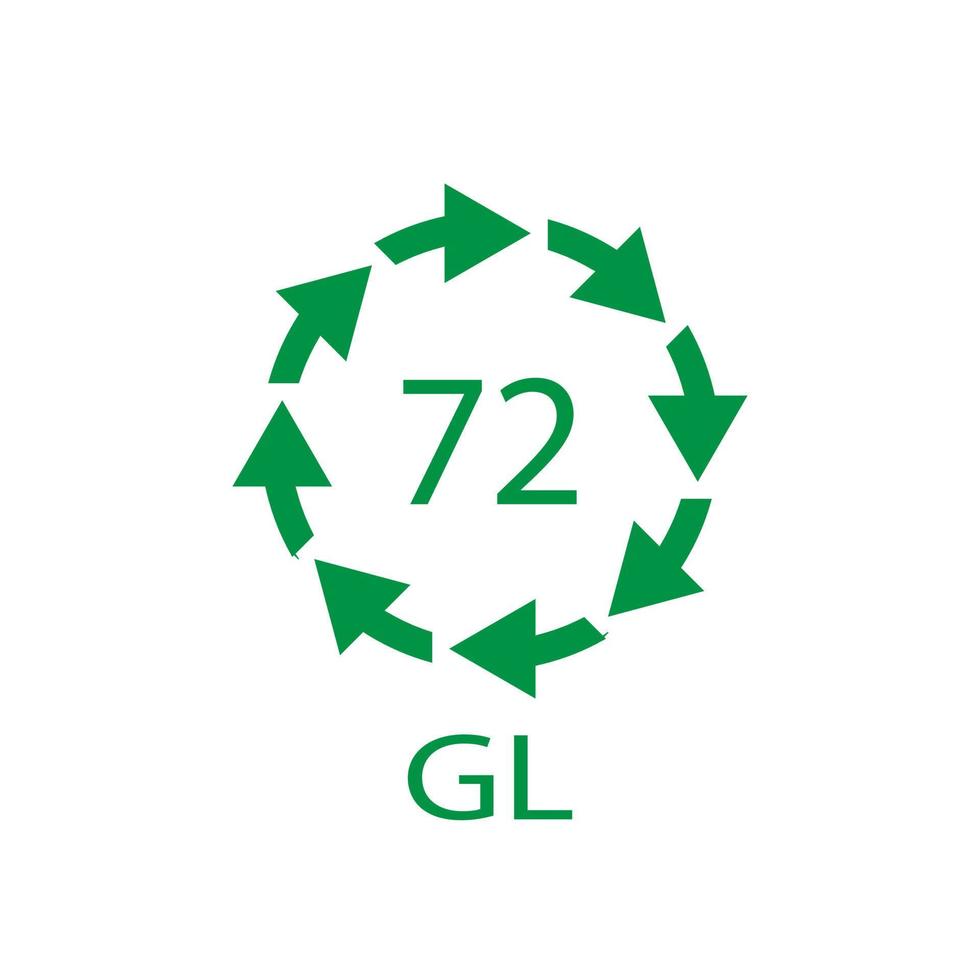 Brown Glass recycling code 72 GL. Vector illustration