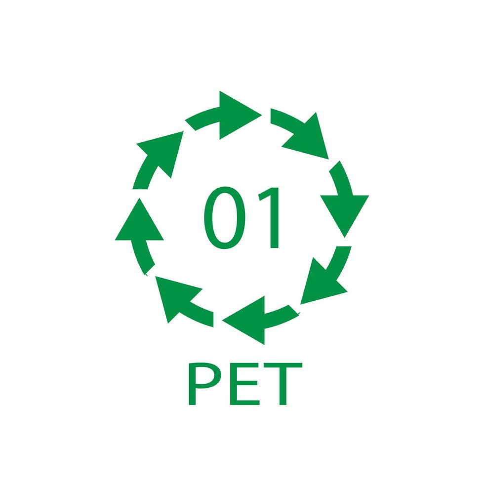 PET 01 recycling code symbol. Plastic recycling vector polyethylene sign.