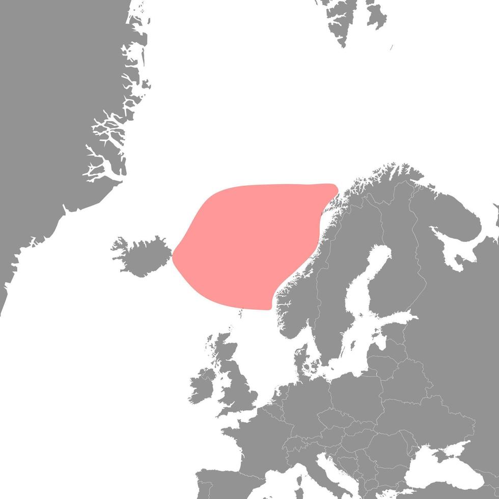 noruego mar en el mundo mapa. vector ilustración.
