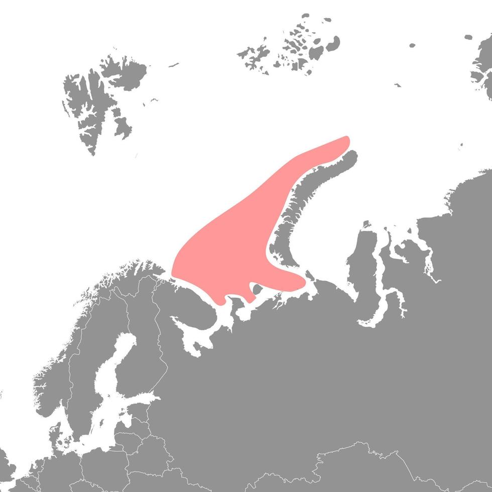 Barents Sea on the world map. Vector illustration.