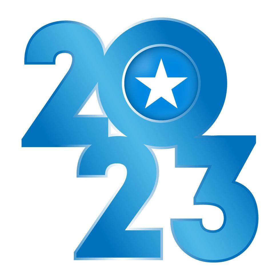 Happy New Year 2023 banner with Somalia flag inside. Vector illustration.
