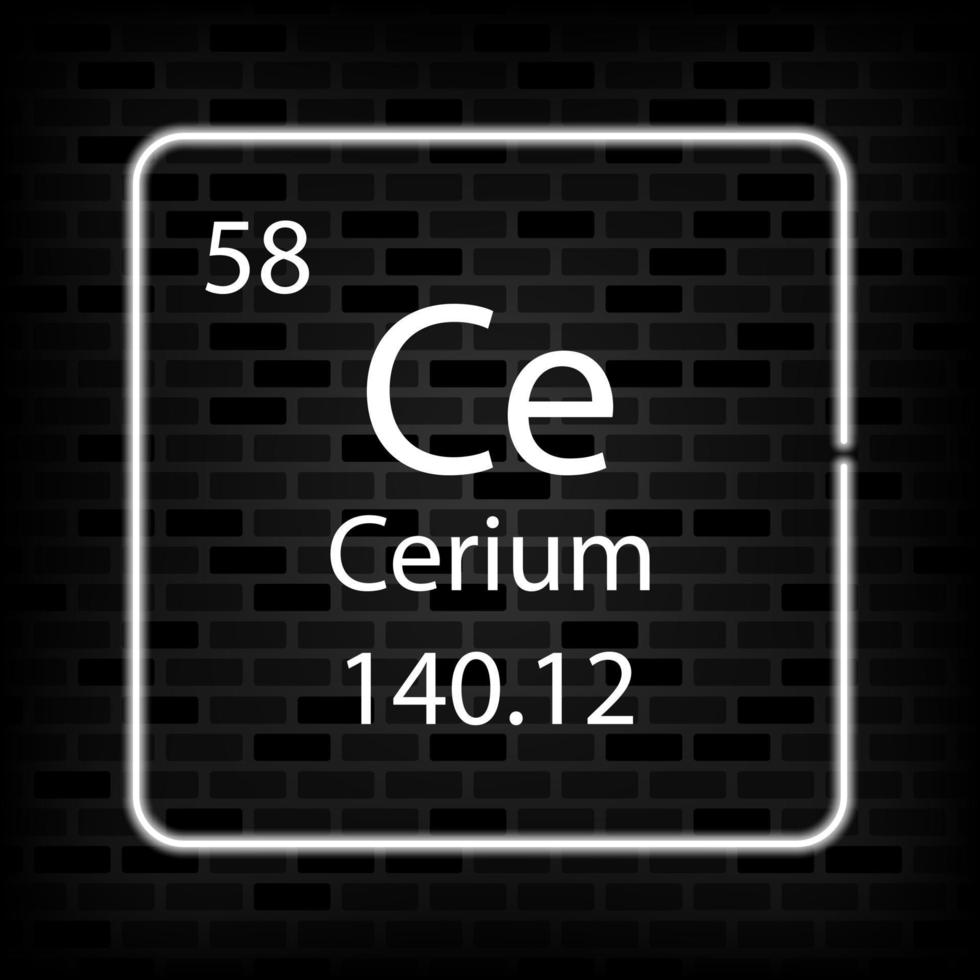 Cerium neon symbol. Chemical element of the periodic table. Vector illustration.