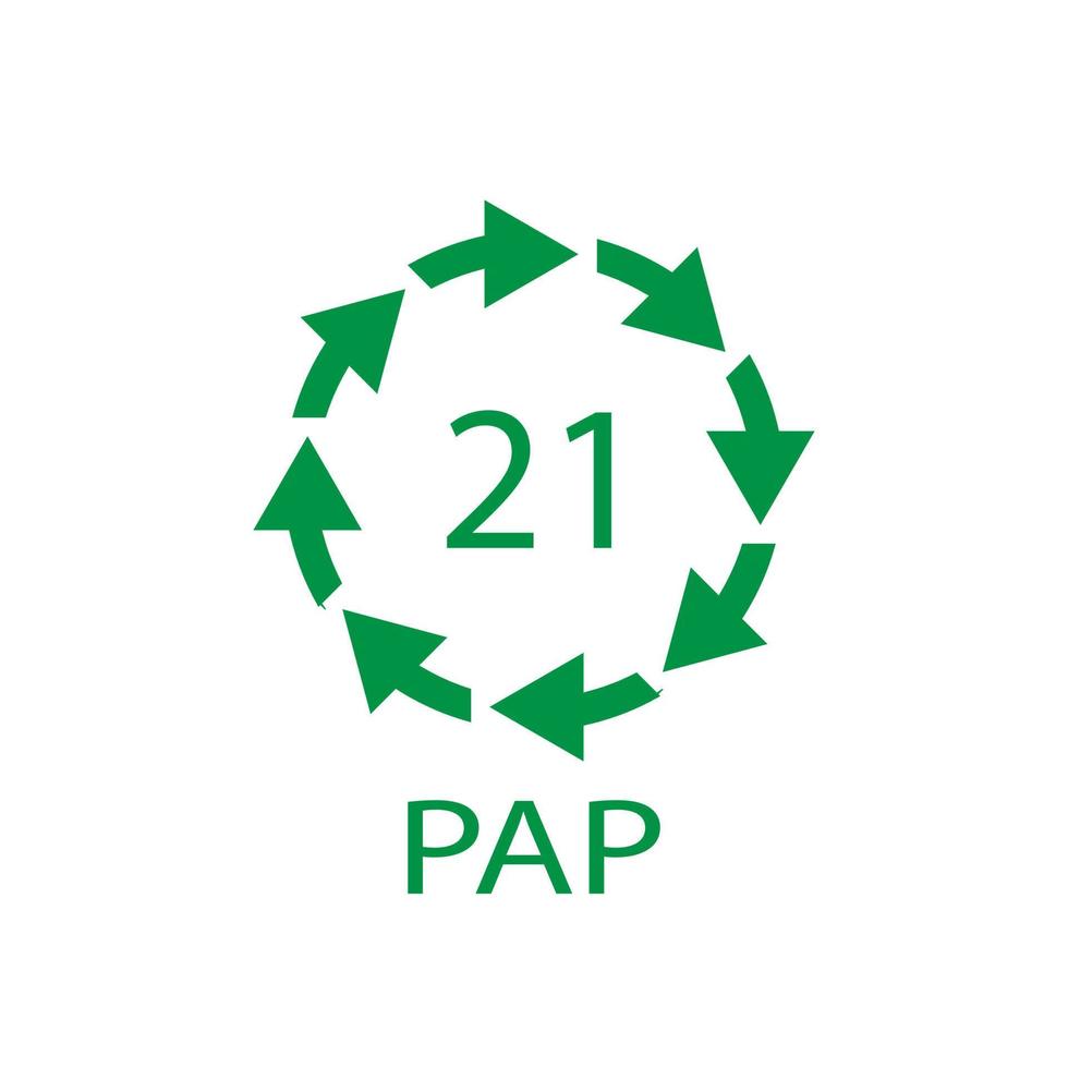 Paper recycling symbol PAP 21 other mixed paper. Vector illustration