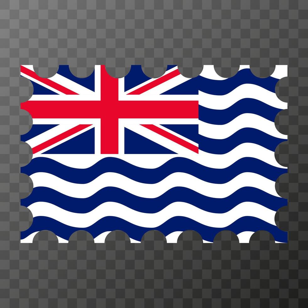 Postage stamp with British Indian Ocean Territory flag. Vector illustration.