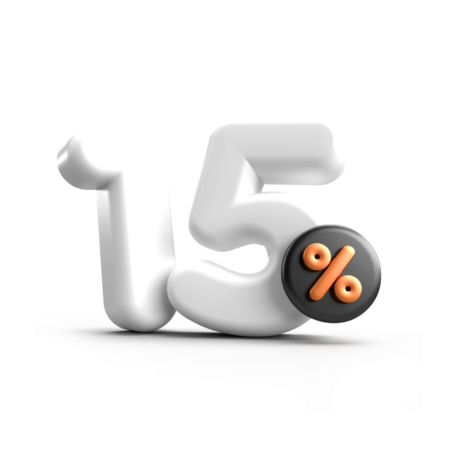 Free 3D render 15 Percentage sale discount white color transparent for