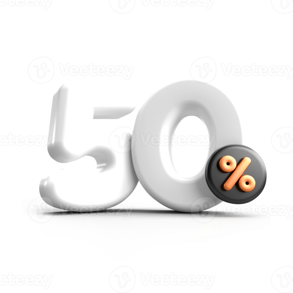 3d framställa 50 procentsats försäljning rabatt vit Färg transparent för affär png