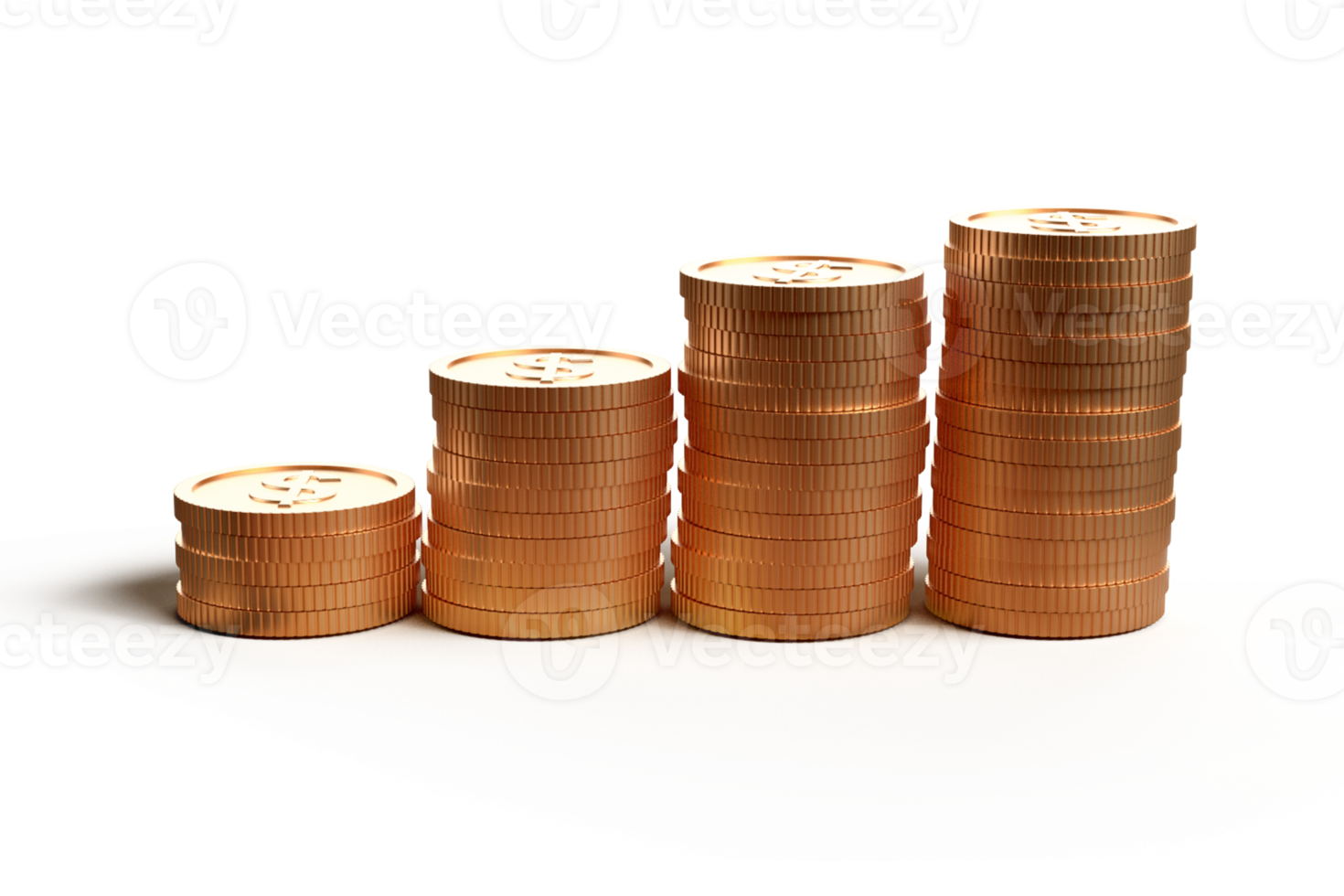 3D render dollar coin, gold style, transparent png