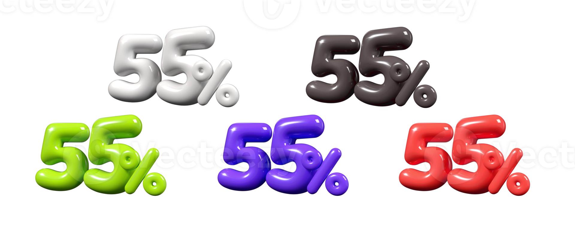 Discount bundle tag sale Trendy 3D number 55 percent element for promoting sales, clearing inventory, and boosting revenue png