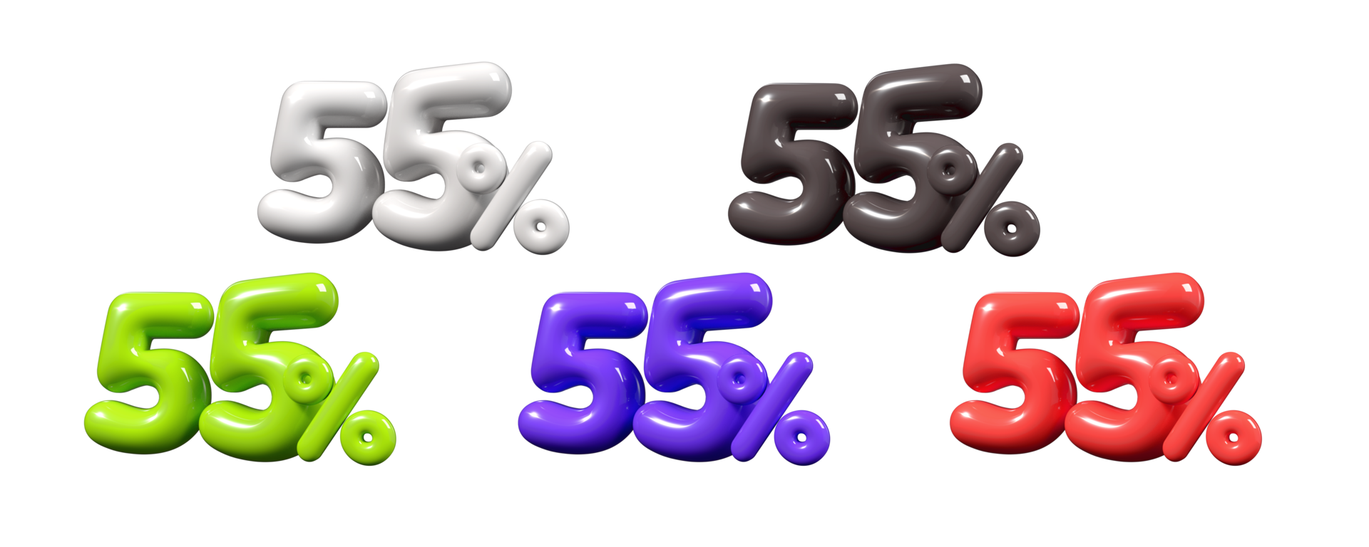 Free Discount Bundle Tag Sale Trendy 3D Number 55 Percent Element For 