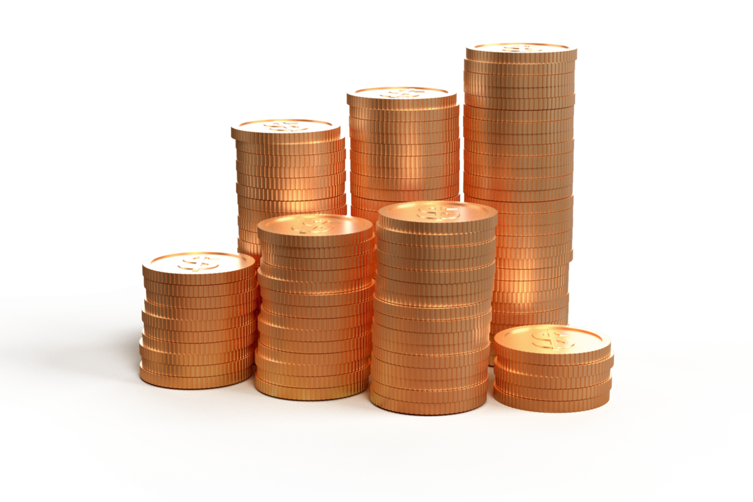 3d render dólar moeda, ouro estilo, transparente png