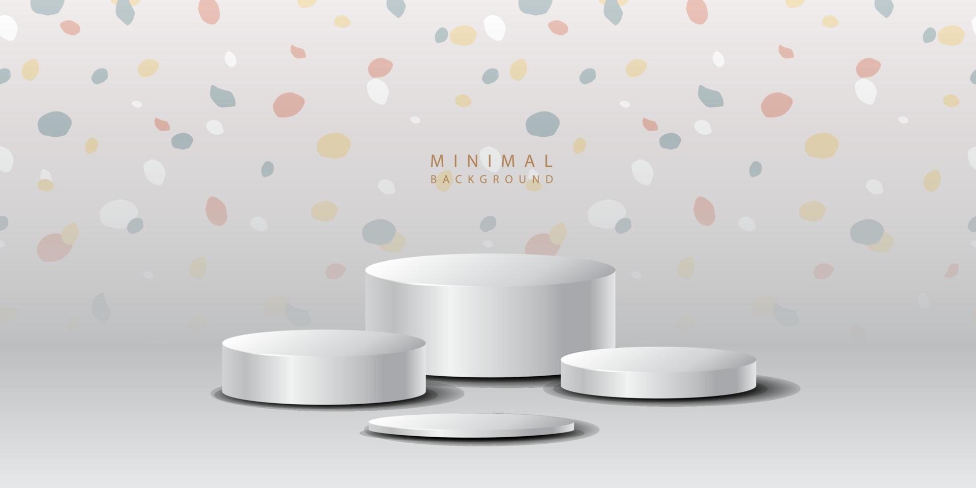 3D luxury background with realistic cylinder pedestal podium. rendering geometric forms. Mockup product display. Stand to show cosmetic products. Minimal wall scene. Stage showcase. vector