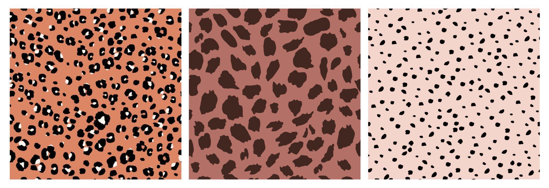Set of Abstract Leopard Skin Seamless Patterns. Animal print. geometric folklore ornament for social media banner, cover, wallpaper. Vector illustration.