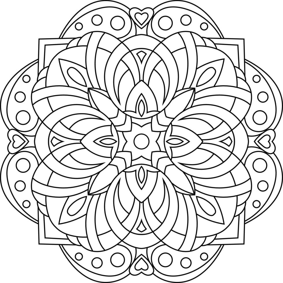 Creative  mandala with hearts vector illustration coloring page