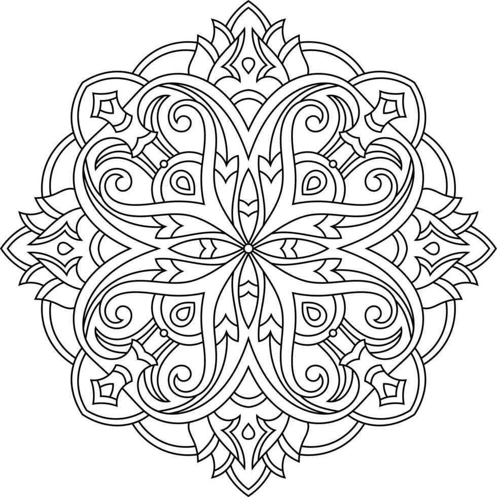 Hand drawn mandala vector line art, outlined vector illustration