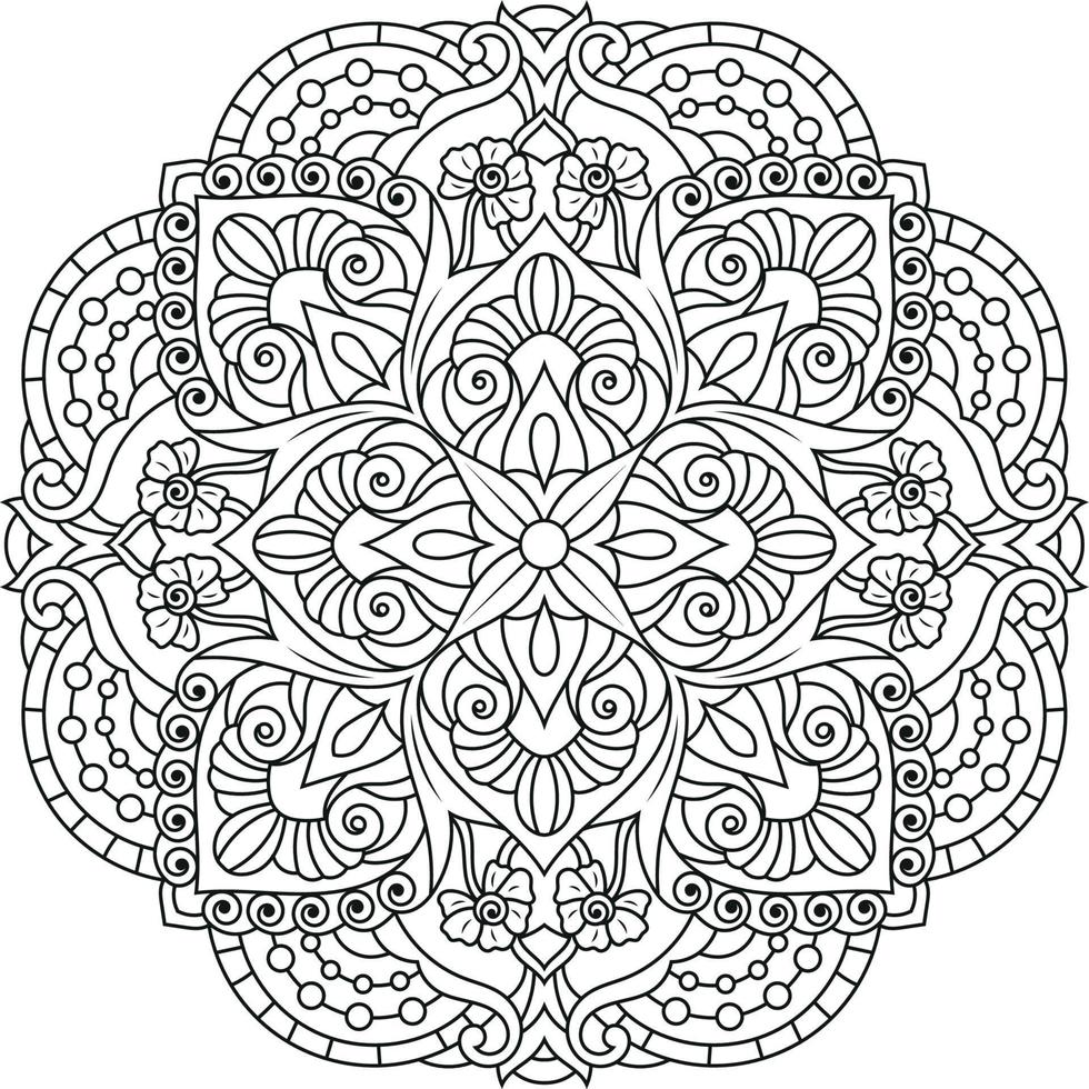 Mandala vector line art, coloring page book for adults