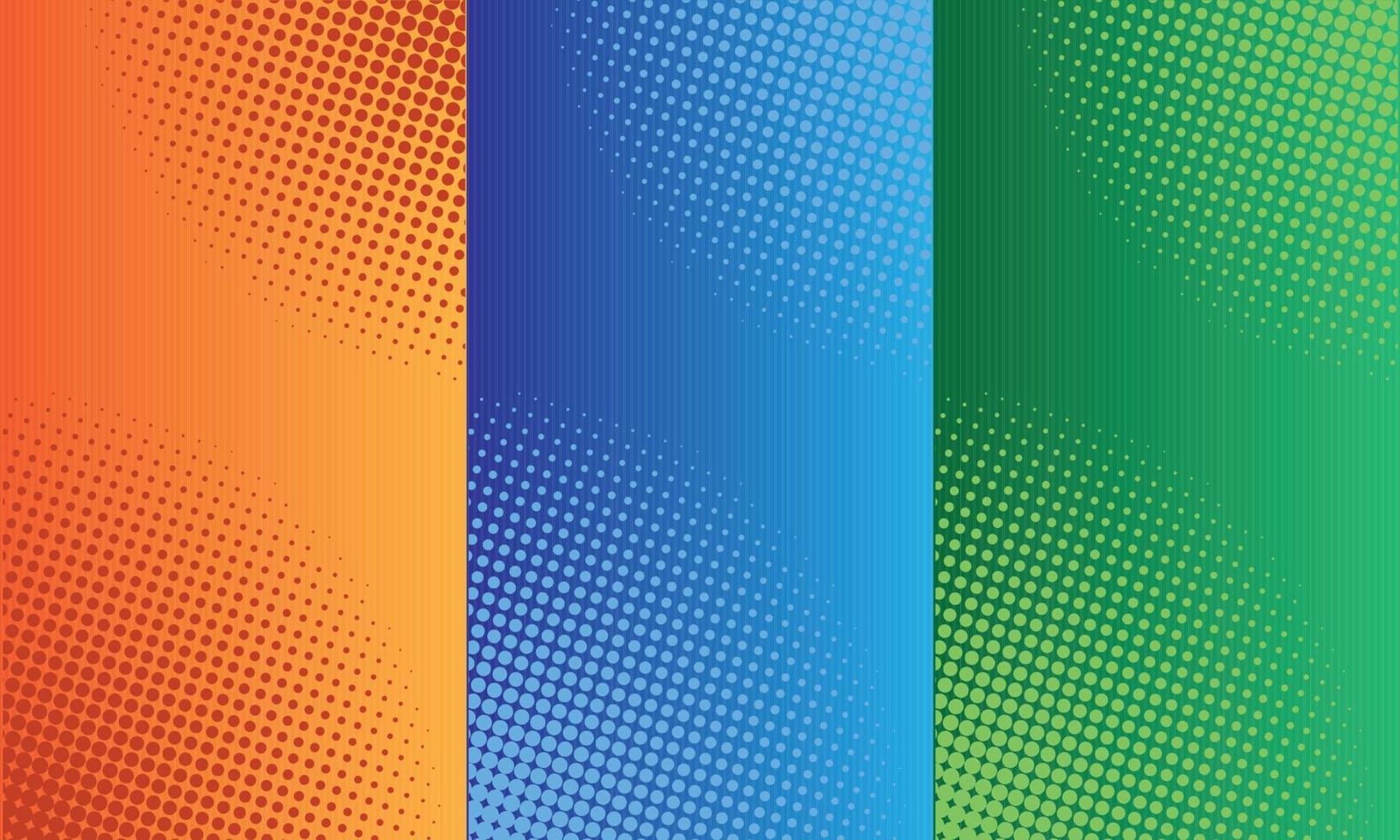 Set Three Halftone with Gradient Background vector