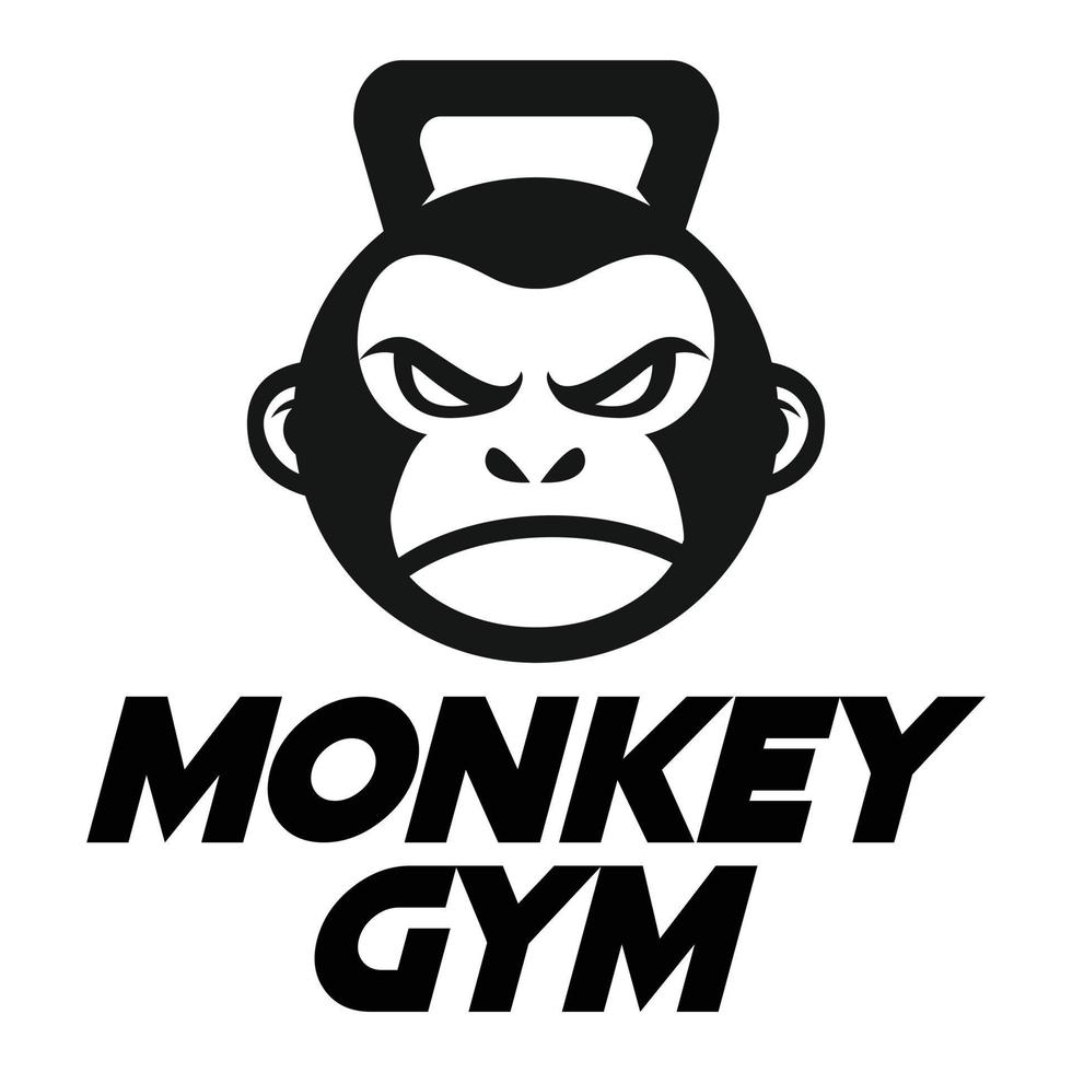 Modern vector flat design simple minimalist logo template of gorilla ape monkey gym fitness head mascot character vector collection for brand, emblem, label, badge. Isolated on white background.